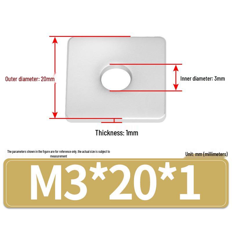 304 Stainless Steel Thickened Square Flat Washers M4-M24