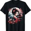 Geisha With Mount Fuji And Pagoda Cherry Blossom T-Shirt(67)