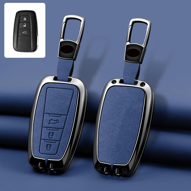 Zinc Alloy Leather Car Key Cover Housing Key Fob For Toyota Prius Camry Corolla C-Hr Chr Rav4 Land Cruiser Prado Key Fob