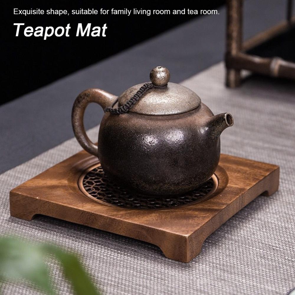 Square Shape Heat Insulation Coaster Wood Teapot Pad Walnut Teapot Mat  Tea Room Decor
