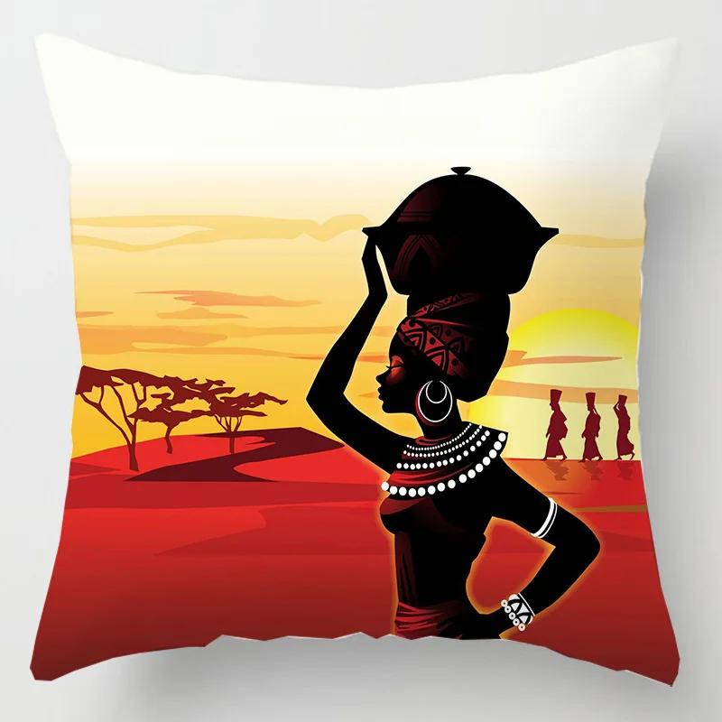 Abstract Oil Painting African Women Cushions Case Modern Abstract Art Decorative Pillows Case Sofa Seat Couch Thick Plush Pillow