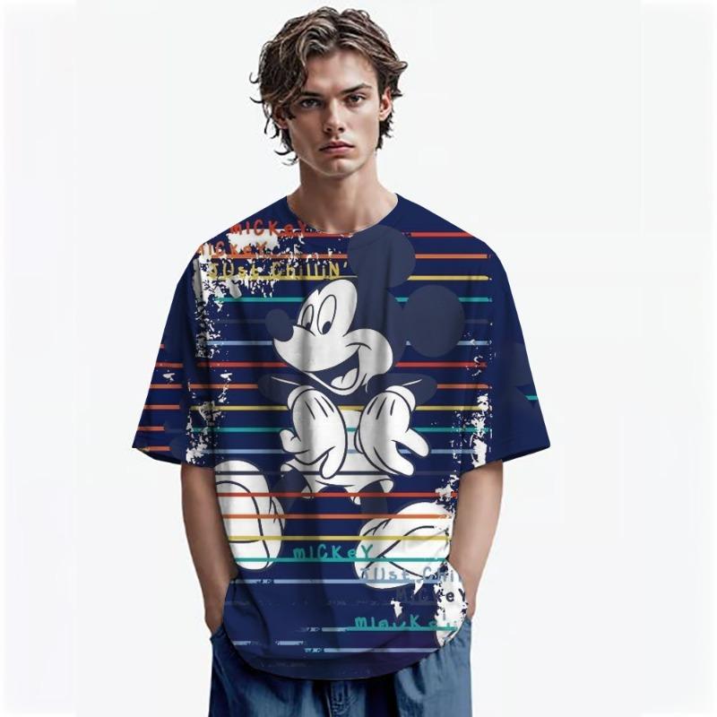 Disney Herren Mickey Maus Print T-Shirt Sommer Junge Street Fashion Lässig Sport Locker O-Ausschnitt Kurzarm Kleidung Kind