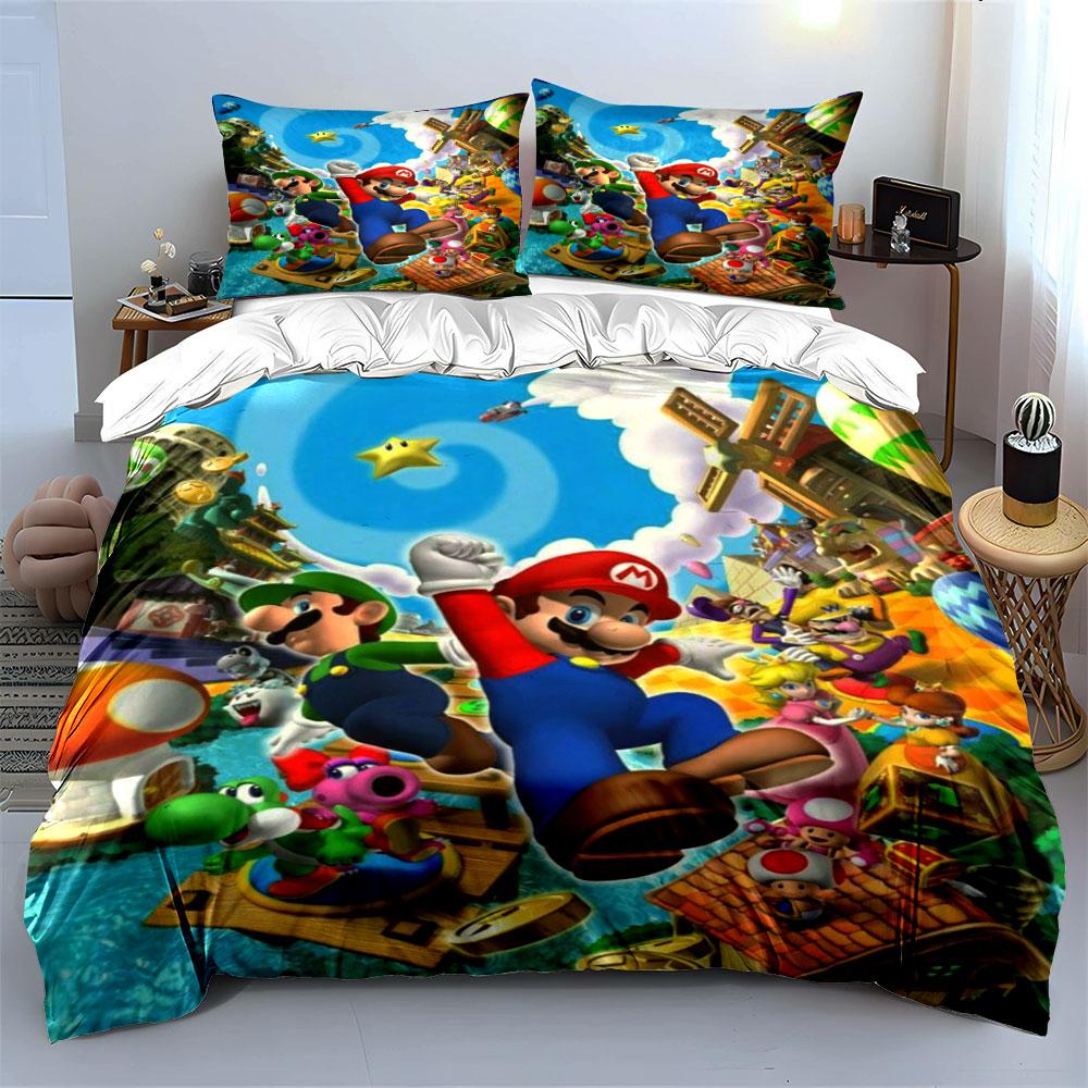 Characters from Mario franchise. Bedding sets Duvet cover sets Duvet covers Pillowcases(1 * Duvet Cover 2 * Pillowcases without duvet insert)