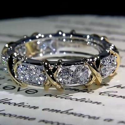 2023 Fashion Luxury Trend Copper Gold-plated Color Separation Inlaid Zircon Ring Jewelry with a Gift Box