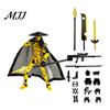 Swordsman Action Model Chinese Figure with Accessories, Multi-Joints Movable Bamboo Hat Cloak Man Figurine, Articulated Dummy Robot Toy Collectible
