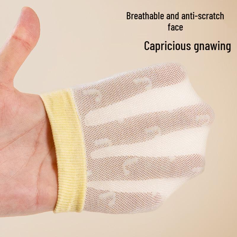 Pure Cotton Baby Anti-Scratch Mittens for Newborns 0-3 Months, All-Season, Thin Style for Spring & Autumn