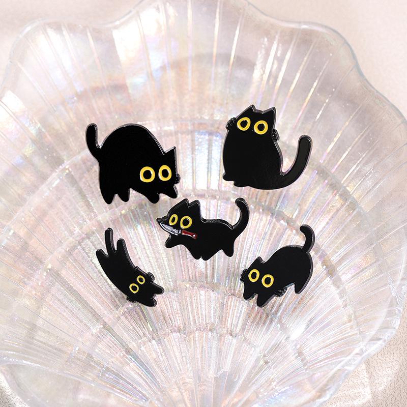 Spilla da bavero in metallo adorabile gattino nero - Decorazione animale, Corsage e Accessorio per abbigliamento