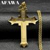 Big Bible Jesus Cross Pendant Necklace for Women Men Stainless Steel Gold Color Catholic Chain Jewelry Cruz De Acero Inoxidable
