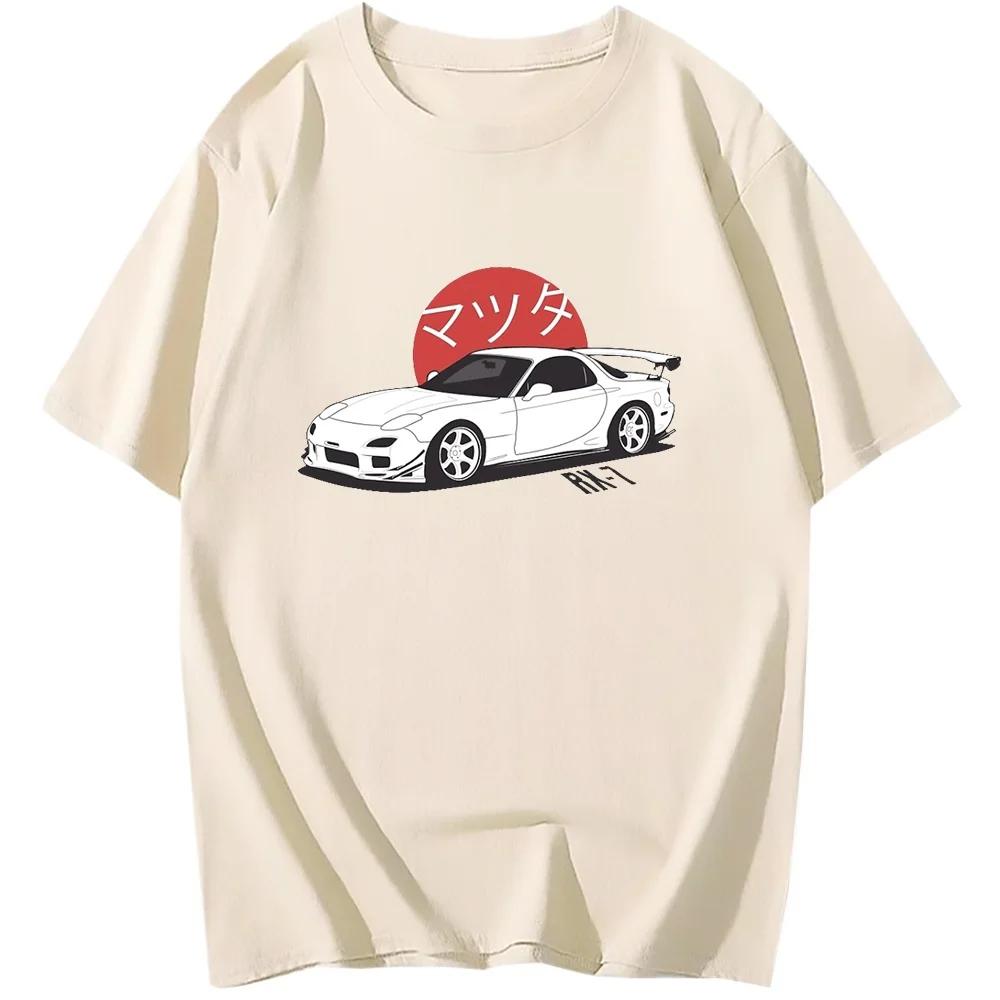MEN Tshirt Mazda RX7 Printed Short Leeve T Shirts Harajuku Japanese Car Fans Racing Race Tee Shirt JDM Automobile Culture Summer