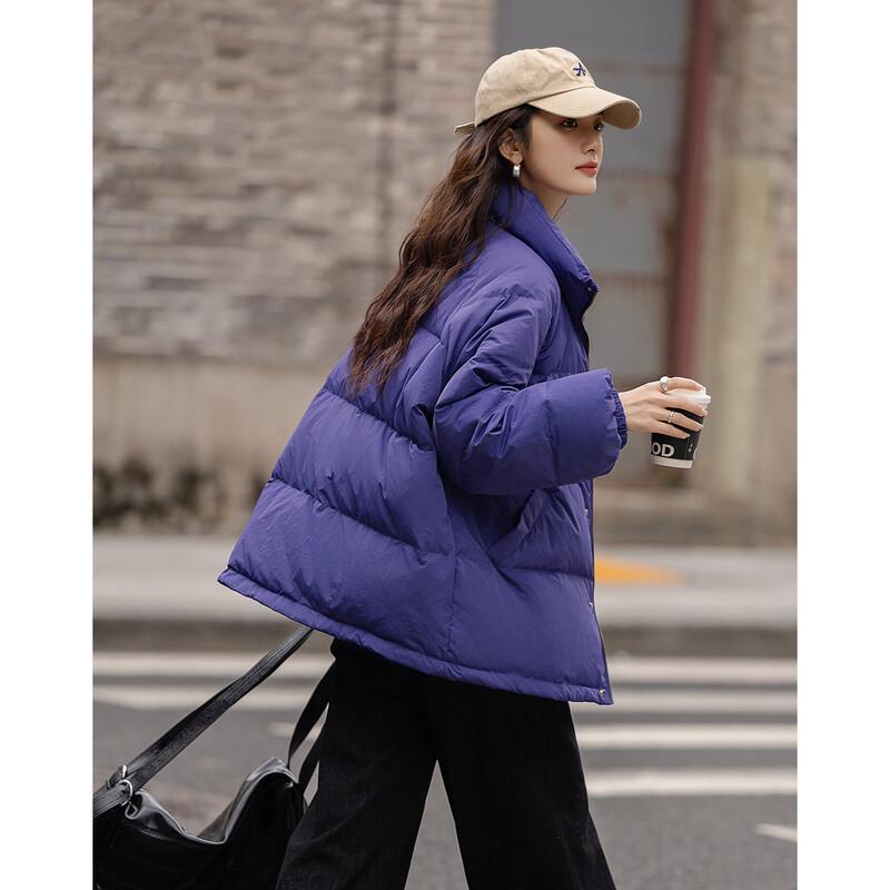 Demana Women's Lightweight Retro Stand Collar Duck Down Puffer Jacket
