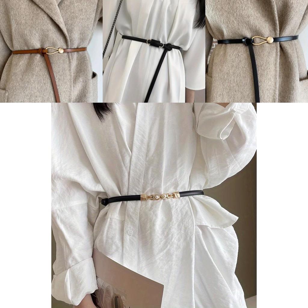 Stylish Knotted No Hole Women's Soft Leather Versatile Fashion Belt For Sweaters And Jeans