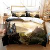 Nordic Art Bedding Set 3Pcs Vigvisir Fantasy Viking Pattern Modern Stylish Bedroom Ornament Vivid Print Cozy Microfiber Bedding