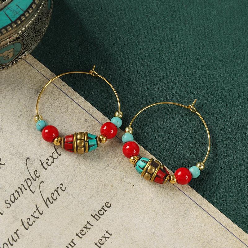 Niche Design Nepalese Earrings Xizang Style Retro Exotic Personality Earrings Women's Simple Earrings Earrings