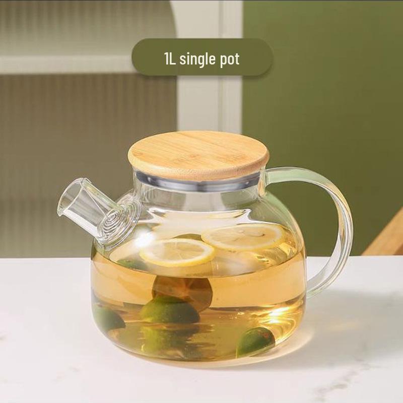 Borosilicate Glass Cold Water Pitcher with Filter and Bamboo Steel Lid