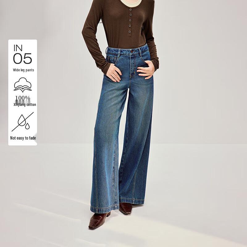 

INMAN Women s Vintage Washed Wide-Leg Denim Jeans 28