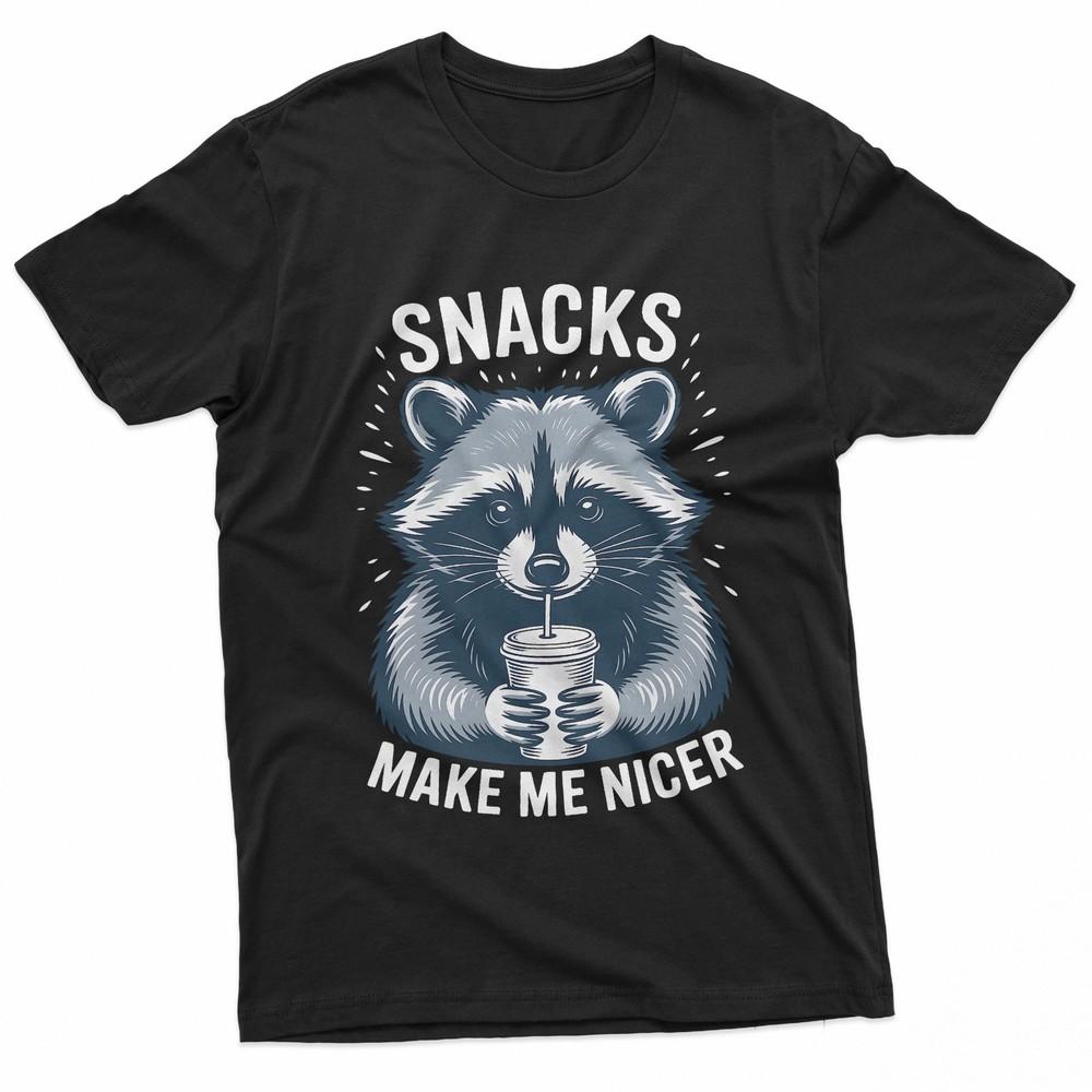 Snacks Make Me Nicer Raccoon Funny Cute Food Humor Art TShirt Unisex T-Shirt S