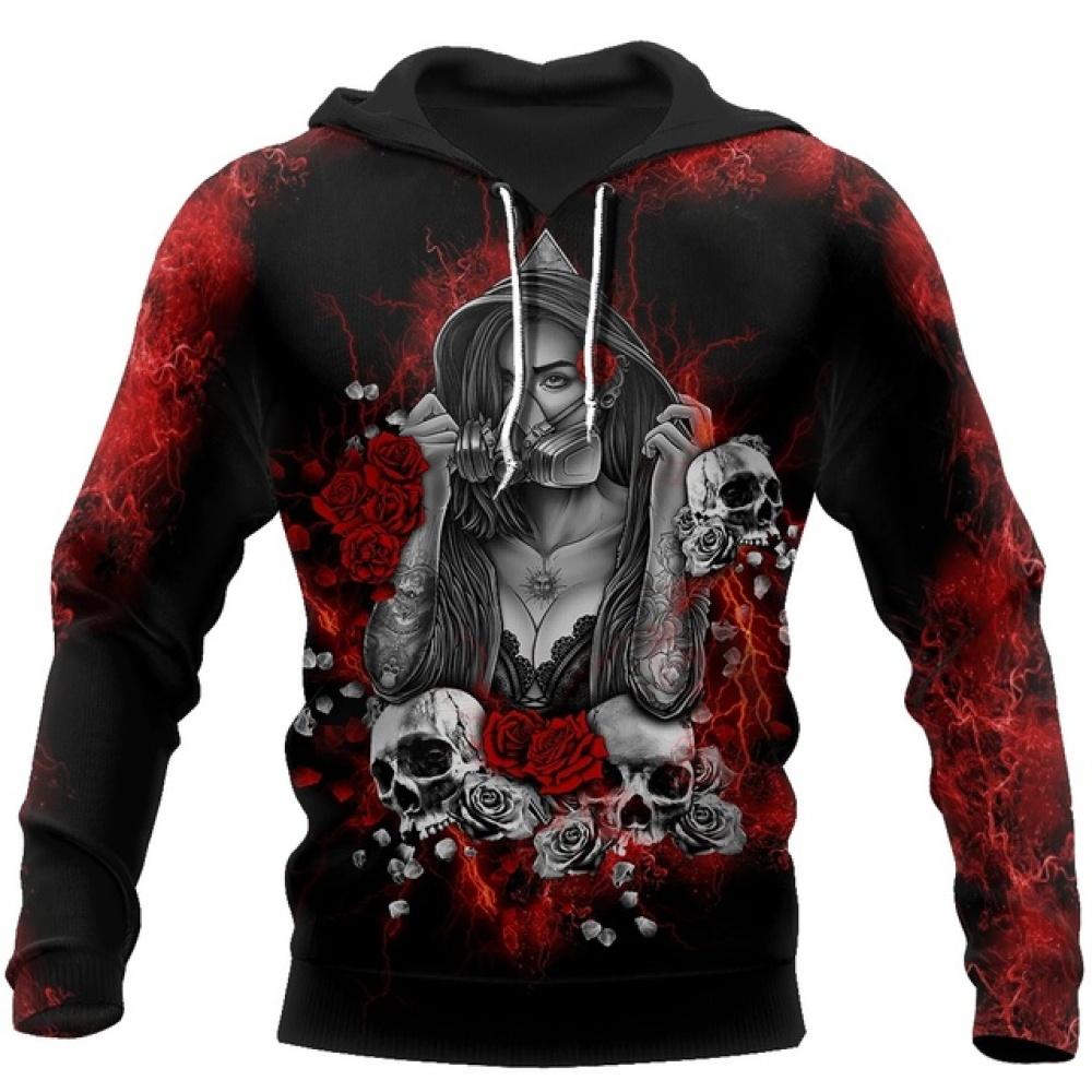 Holloween Gothic Skull Print Five Finger Death Punch Hoodies Mens Punk Hip Hop Hooded Sweatshirt Cool Streetwear Pullover Autumn