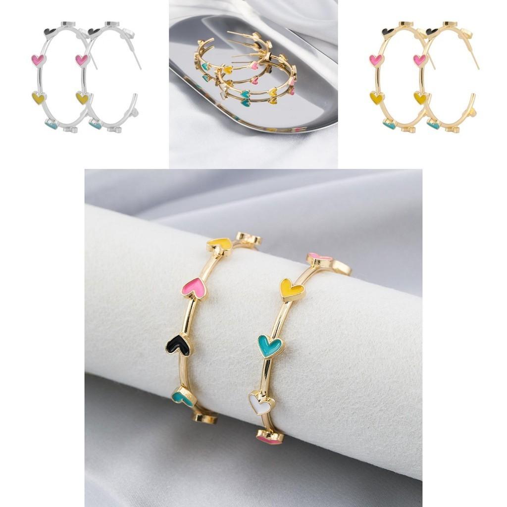 Plated Stylish Gold Heart Hoop Earrings Fashionable Alloy Heart Jewelry Shape