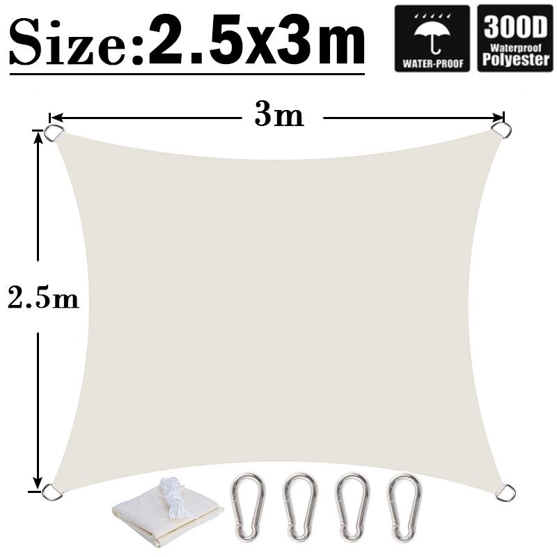 Milky 300D Polyester Waterproof Sun Shade Fabric Sun Shelter Tent Outdoor Triangle Rectangle Awning Garden Terrace Sun Canopy