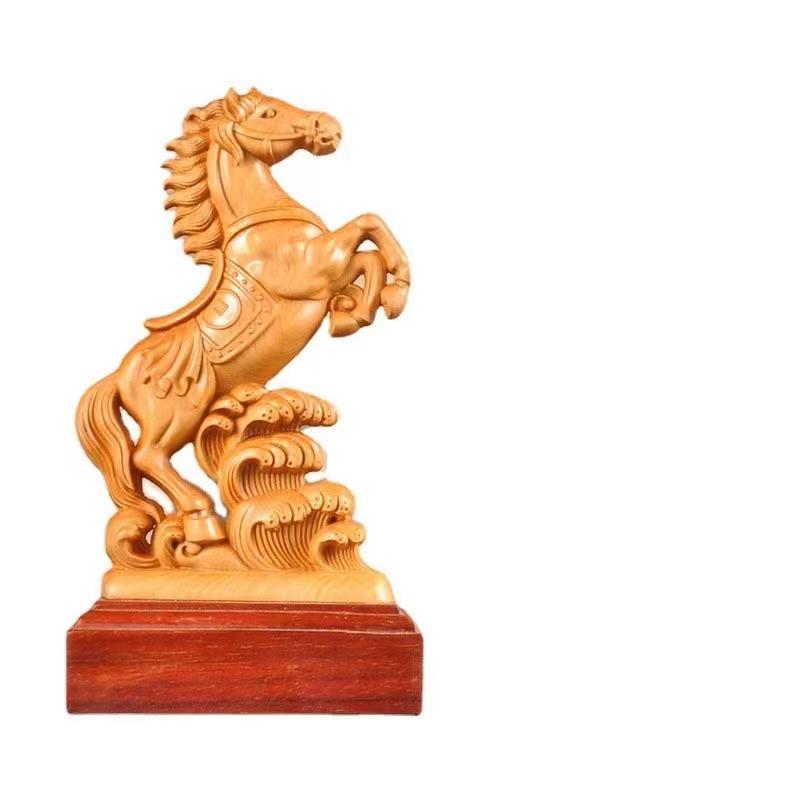 

Натуральный кипарис Статуэтка животного лошади Традиционная ручная резьба по массиву дерева Украшение для дома, комнаты, офиса Подарок Статуэтка 7,2 дюйма