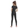 Kids Ballet Bodysuit V Neck Short Sleeve Ruched Front Leotard with Back Invisible Zipper for Gymnastics Figure Skating Performance