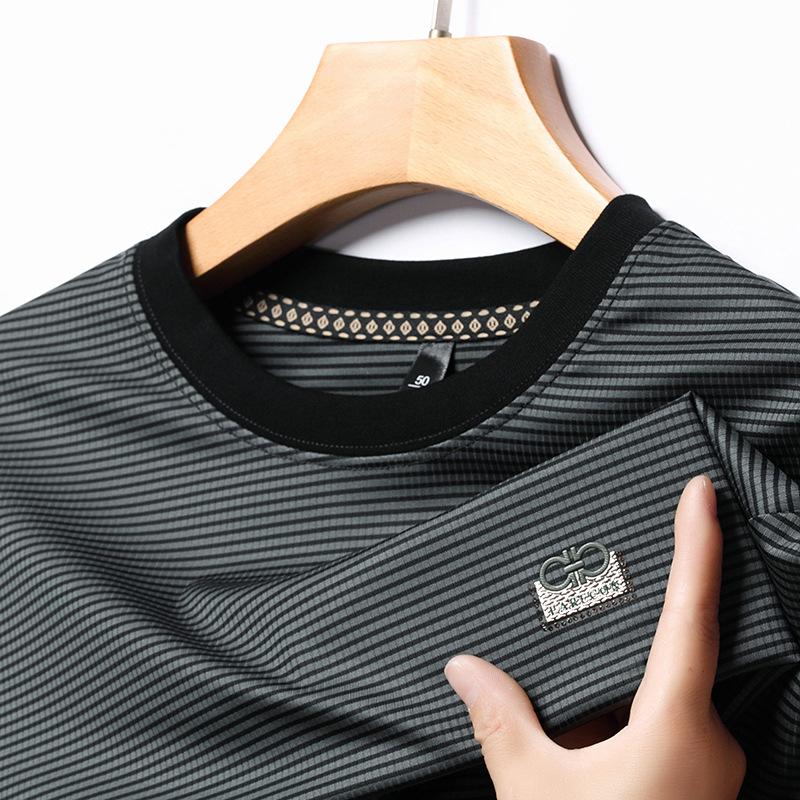 

Мужской полосатый свитшот с длинным рукавом и круглым вырезом для весны и осени XXXL серый