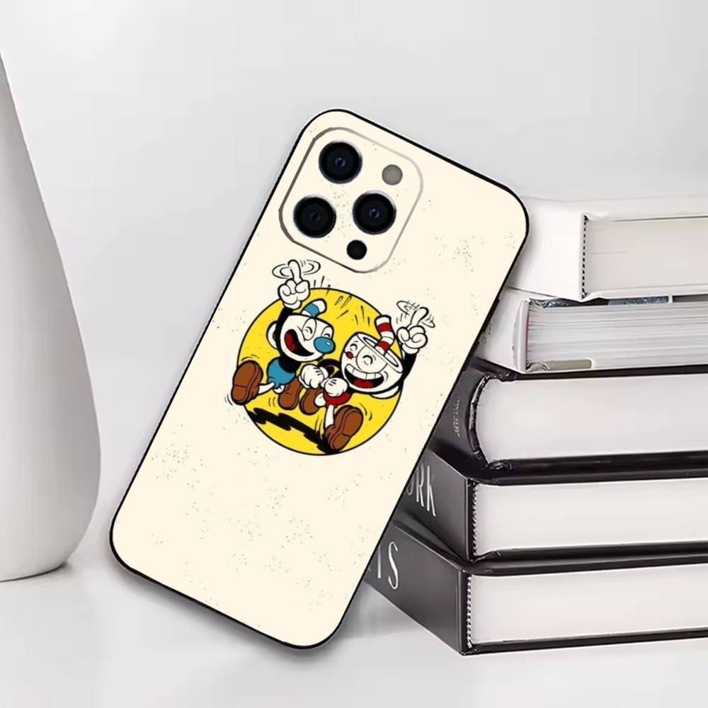 Cuphead Phone Case For iPhone17,16,15,14,13,12,11 Plus,Pro Soft Silicone Black Cover