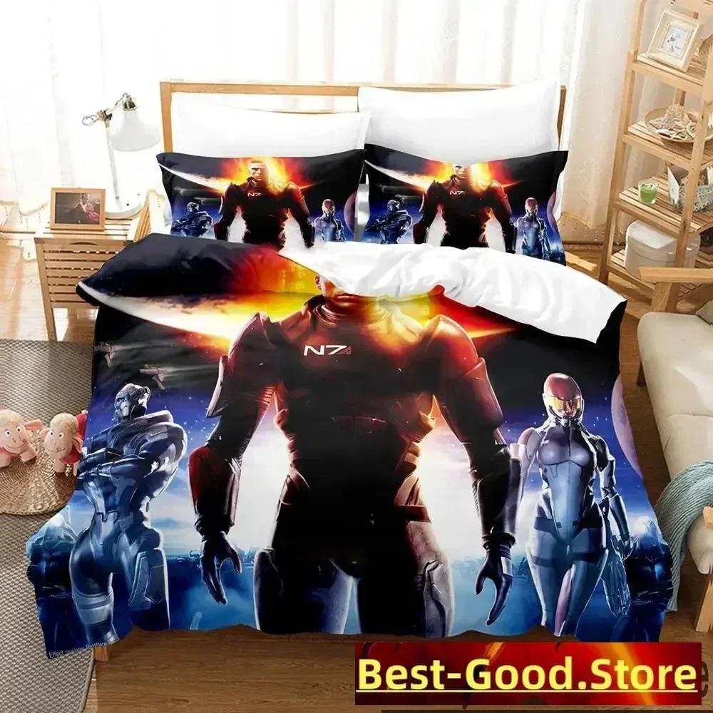 3D Print Game Mass Effec Bedding Set Printed Bed Set With Pillowcase Bed Duvet Cover Soft Single Double Queen Super King Size