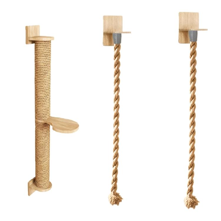 Pet Bed Kitten Scratching Rope Climbing Interactive Shelf Wall Mount for Pet Wood Scratching Toy Supplies