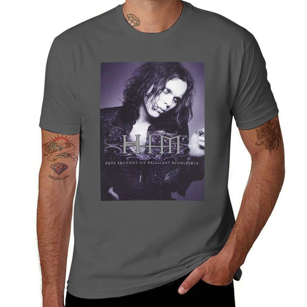Him Band Diepe Schaduwen En Schitterende Hoogtepunten Cover Hartagram Ville Valo T-shirt Zomer Casual Los T-shirt