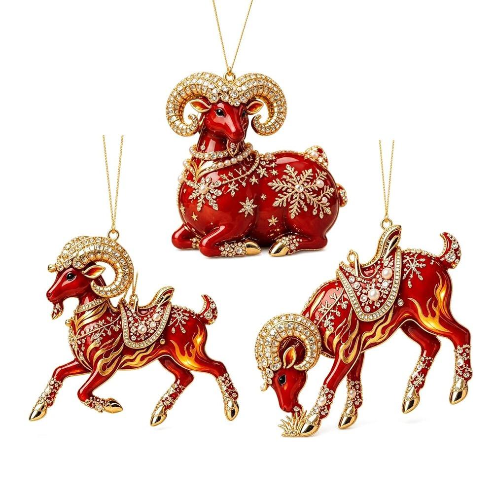 Acrylic Goat Pendant Shining Animal Hanging Decoration Zodiac Goat Souvenir  Holiday Party Decor