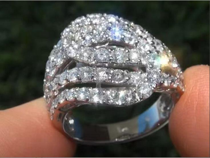 

Роскошное кольцо и браслет с бриллиантами и цирконами — европейский и американский стиль Size 8