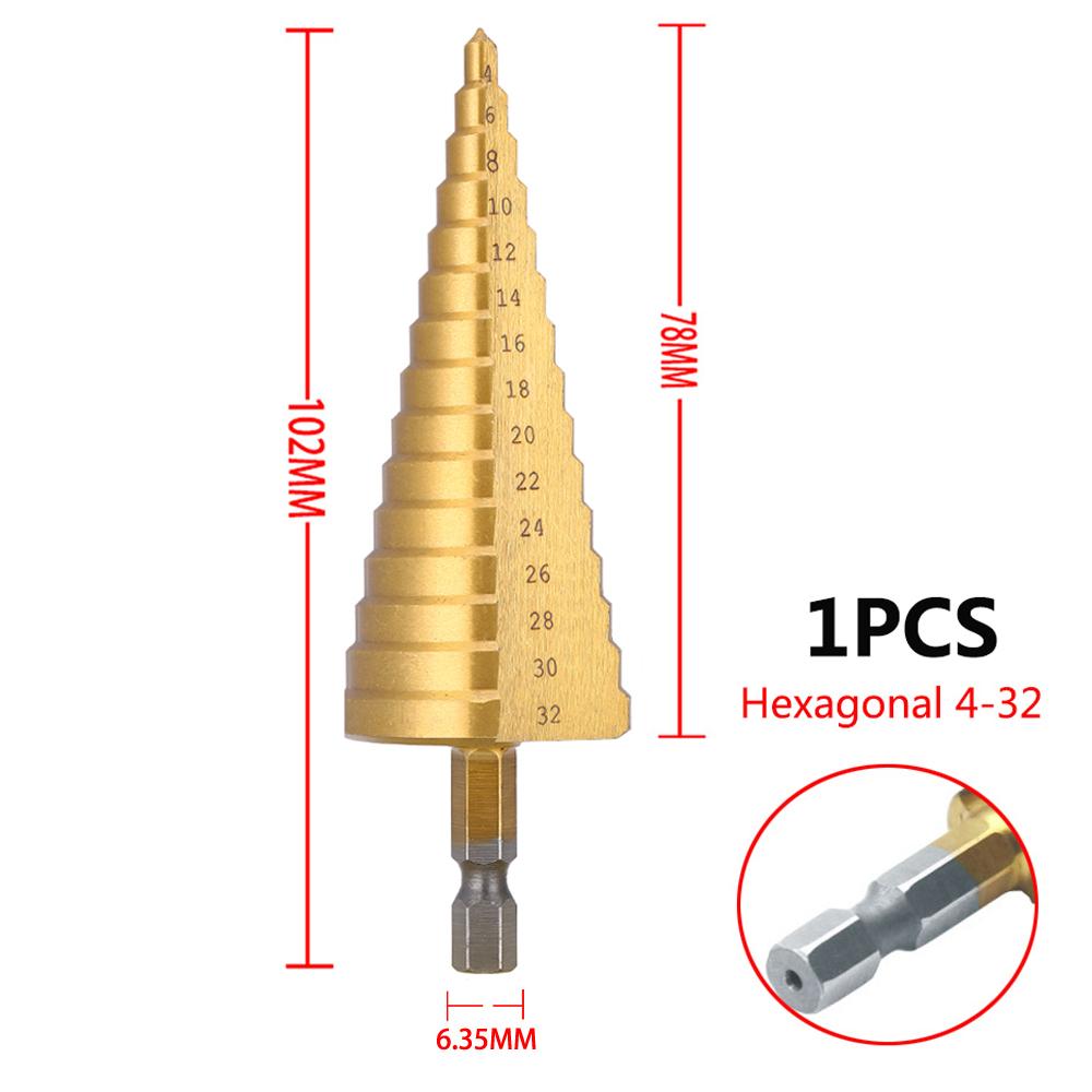 3pcs 3-12mm 4-12mm 4-20mm HSS Straight Groove Step Drill Bit Set Titanium Coated Wood Metal Hole Cutter Core Drill Bit Set