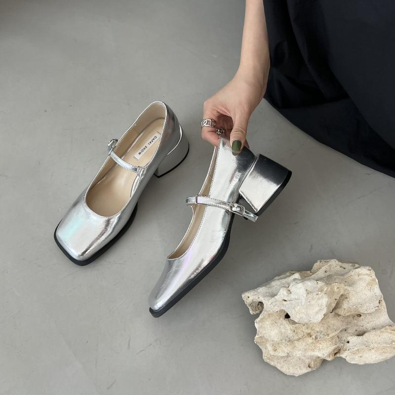 Brand Women Heels Shoes Fashion Square Toe Women Mary Jane Shoes Soft Sole Ballet Shoes Luxury Shallow Buckle Women Sandals 2025