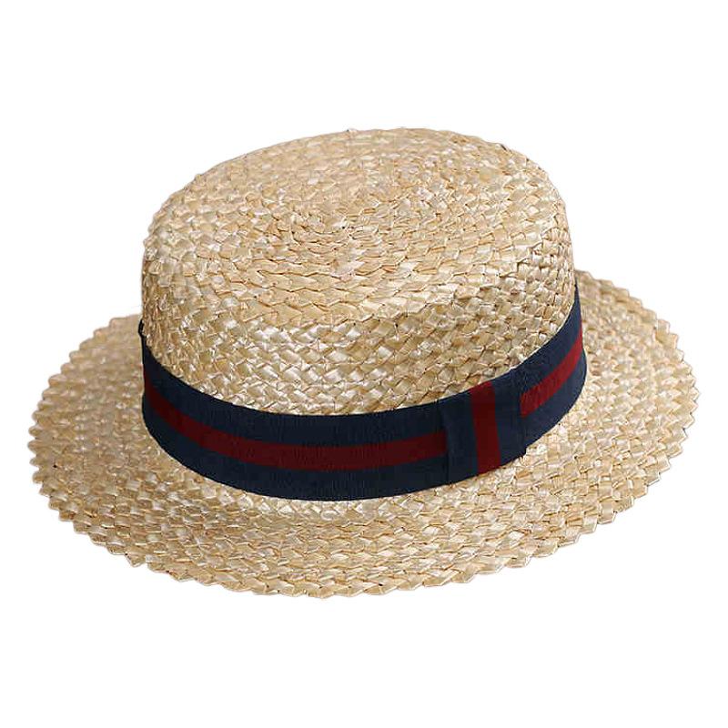 Japanese flat-top straw straw hat summer sun protection sun hat children's Korean version fashion versatile travel beach hat