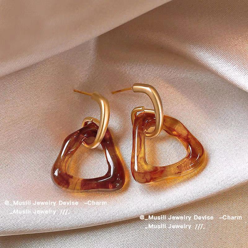 

Tiger Eye Stone Earrings Alloy High End Ear Accessories Maillard Earrings Light Luxury Light Luxury Earrings For Gifts Daily