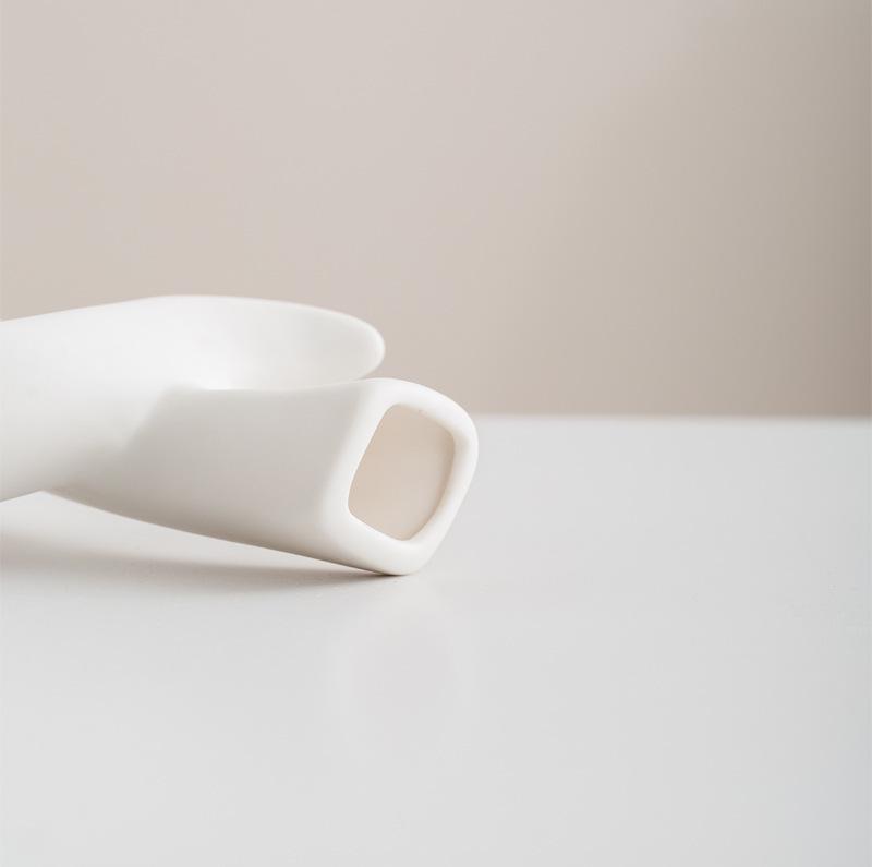 White Irregular Ceramic Openwork Vase – Modern Rustic Ornament for Living Room