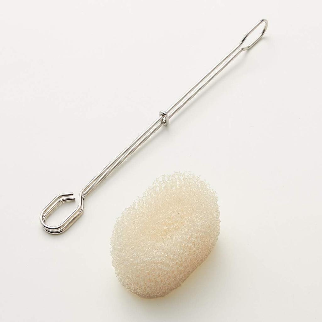 MUJI Handled Sponge Natural - Long Handle Kitchen Cleaning Sponge, Japan