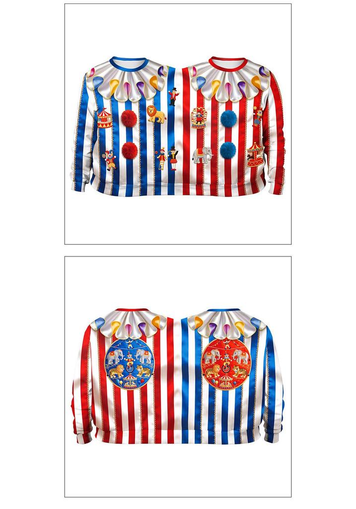 Creative Double Clown Costume Couple Hoodie for Halloween Party