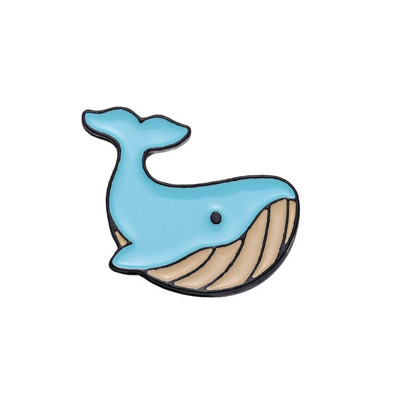 Cartoon Underwater Creatures Metal Pin Set: Whale, Starfish, Turtle