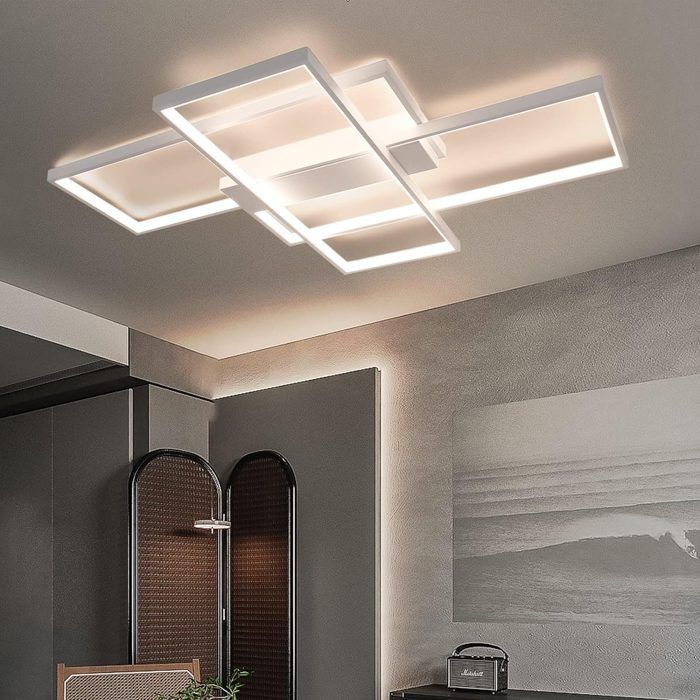 Plafonnier LED - NETTLIFE - 100 cm - 88 W - Dimmable télécommande - Blanc chaud 3000K