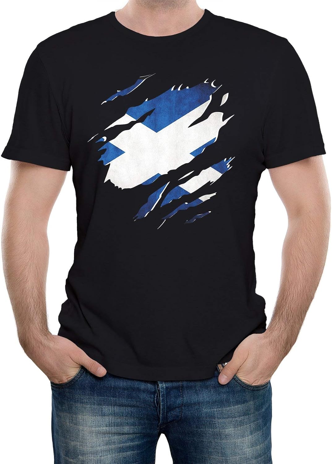 Men s Torn Scotland Flag Scottish Gift T-Shirt 3XL чёрный