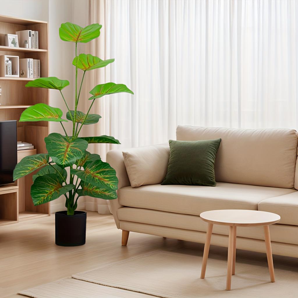43" Artificial Palm Tree With 15 Green Leaves - Outdoor UV Resistant Artificial Plant For Various Room Types, Does Not Include Pot