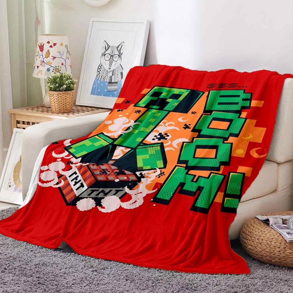 Minecraft Flannel Blanket, High quality Comfortable for All Seasons, Home Decor, Warmth and Comfort
