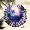 Metal Butterfly Wind Spinner 2D Kinetic Garden Decor with Colorful Flowers and Leaves for Outdoor Patio Yard Backyard Decoration