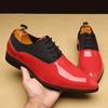 New Large Size Men's Glossy Business Pointed Leather Shoes Color Matching Trend Casual Shoes Winklepickers
