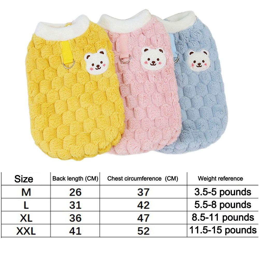 New Warm Winter Cat Clothes Cartoon Bear Cold Protection Cat Vest Fleece Pet Apparel for Small Dogs Puppies Kitten