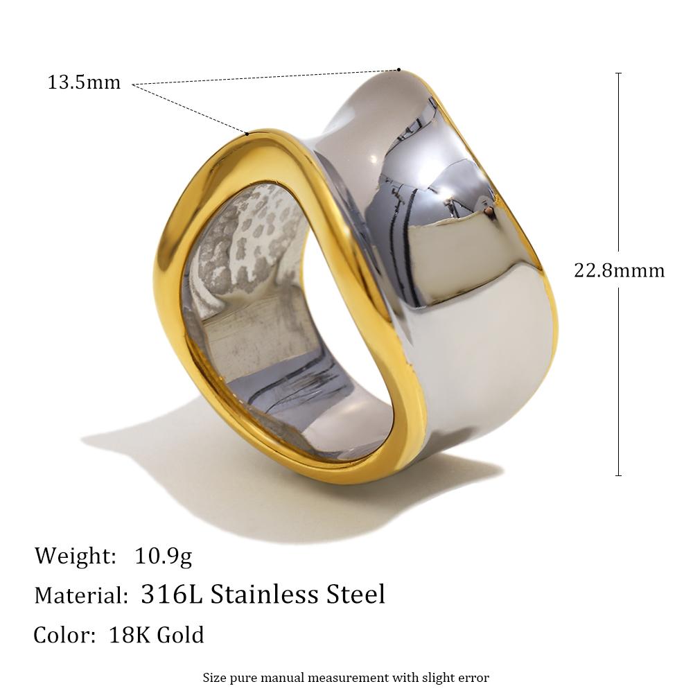 

MamacitaSlay 316L Stainless Steel Two Tone Twisted Wide Ring Party Waterproof Jewelry Women s Unique Cool Ring High Quality Gift 6
