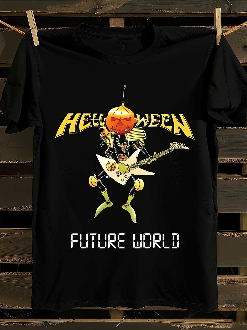 

Helloween Future World Black T-Shirt Mens Tshirt Womens Tshirts with Letters Print Short Sleeves T-Shirt Casual Street Tee Shirt Top L