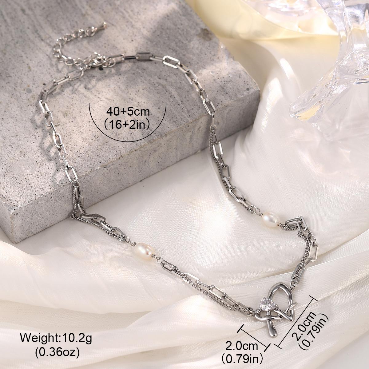 

New love bow collarbone chain niche retro necklace summer versatile high sense light luxury small fragrance temperament
